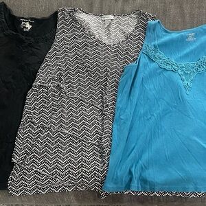 Lane Bryant Black, White, and Blue Blouses